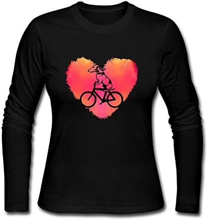 Dachshund On A Bike Women Long Sleeve Athletic Cotton Crew Neck T-Shirt M
