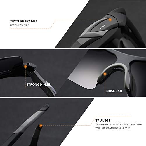 Bevi Polarized Sports Sunglasses TR90 Unbreakable Frame for Men Women Running Cycling Golf