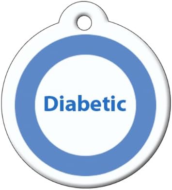BARKCODE Medical Line Diabetis QR Code Pet ID Tag, Large, White and Blue Circle