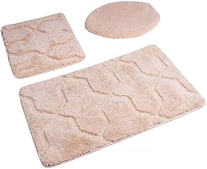 Euromat 3-teilig Badteppich Badset Badgarnitur Badematten Beige (Bekasi