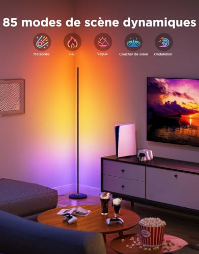 Govee RGBIC LED Floor Lamp, WiFi Floor Lamp, Works with Alexa, Matter, Google Assistant, Music Sync, 16 Million Colours and 61 Stage Modes, Modern Lamp for Living Room and Bedroom