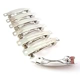 (40) Small Silver French Barrette Barrettes Clips for Girls Wedding and Bridal Hair Accessories - Barette Hairclip Feather Head Clips Hairpins Wholesale lot 1 1/2 Inches 40 mm.