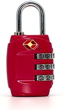 Just Lock Authorized TSA Approved Metal Material Security 3 Combination Travel Suitcase Luggage Bag Code Lock Padlock (Hot Pink)