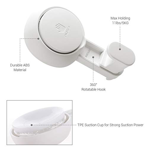 Budget & Good Suction Cup Hooks Bathroom Shower Suction Hooks 4 Pack Heavy Duty Wreath Hanger Holder Hooks for Towel Loofah Sponge Waterproof