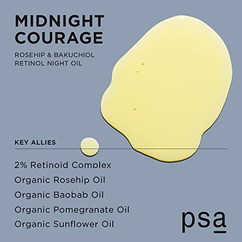 PSA MIDNIGHT COURAGE Rosehip & Bakuchiol Retinoid Night Oil. Facial Oil