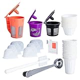 Reusable K Cups and Carafe for Keurig 2.0 Bundle with Water Filters, Disposable Filters and Coffee Accessories (8 items)