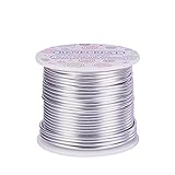 BENECREAT 12 17 18 Gauge Aluminum Wire (12 Gauge,100FT) Anodized Jewelry Craft Making Beading Floral Colored Aluminum Craft Wire - Silver