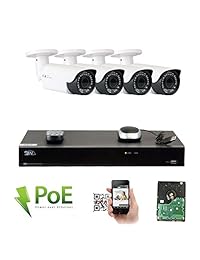 GW Security HD NVR Network IP Camera System 0.110   0.472 in Varifocal Zoom Impermeable POE Cámara de seguridad, QR Code Configuración Remote View
