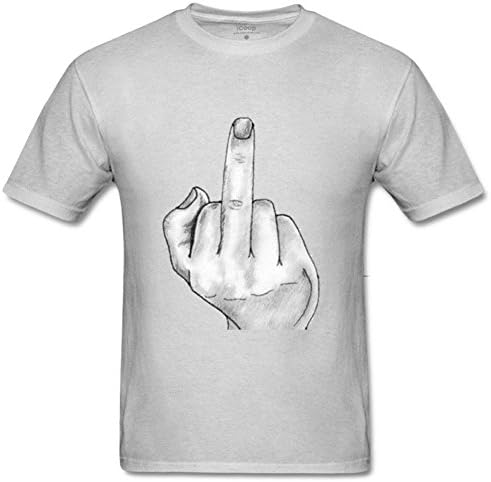 FUCK YOU Middle Finger Funny Men's casual round neck short sleeve M Gray