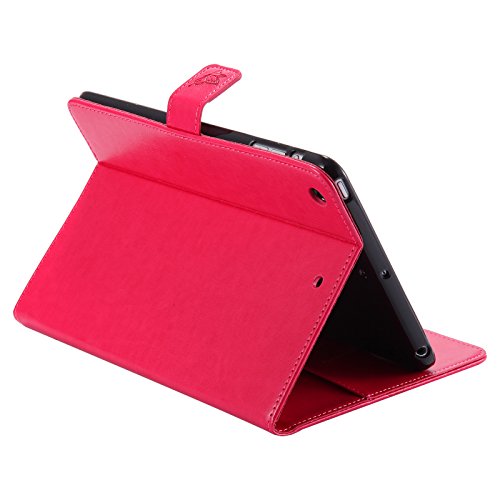 iPad Mini 2 Mini 3 Case, LittleMax(TM) Lightweight PU Leather Flip Stand Embossed Cat & Tree Case Smart Cover with Auto Wake/Sleep for Apple iPad Mini 3/2/1 [One Free Stylus Pen]-#2 Red - Thumbnail 6