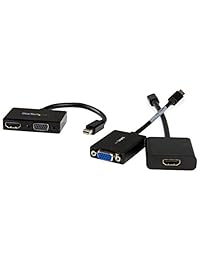 startech a V adaptador de viaje: 3 in 1 DisplayPort a VGA DVI o HDMI convertidor VGA   HDMI, negro