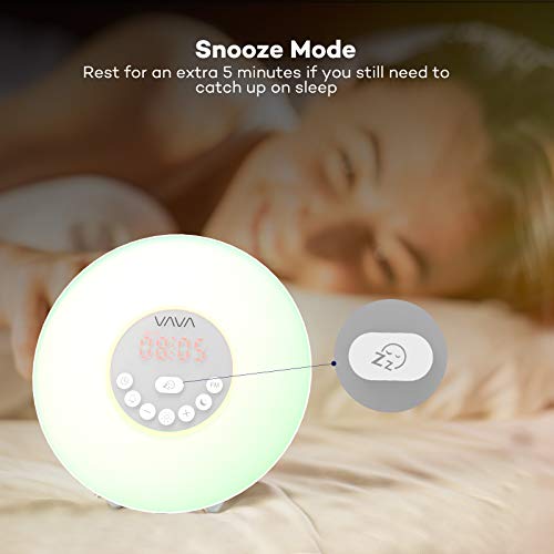 Smart Sunrise Alarm Clock VAVA Wake Up Light with 7 Colors Switch and FM Radio for Bedrooms 6