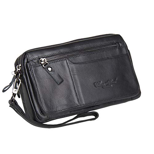 Leather Clutch Bag Wrist Bag for Men Women Outdoor Business Travel Organizer Wrist Strap Waist Bag Coin Purse Multiple Pocket Phone Holder iPhone 7 Plus/8/8 Plus/X, #01