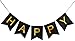 INNORU Happy Birthday Banner - Black and Gold Birthday Swallowtail Bunting Flag - Anniversary Party Decorations