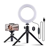 MUSON LED Selfie Ring Light with Tripod Stand & Phone Holder, 6" Desktop Ring Li