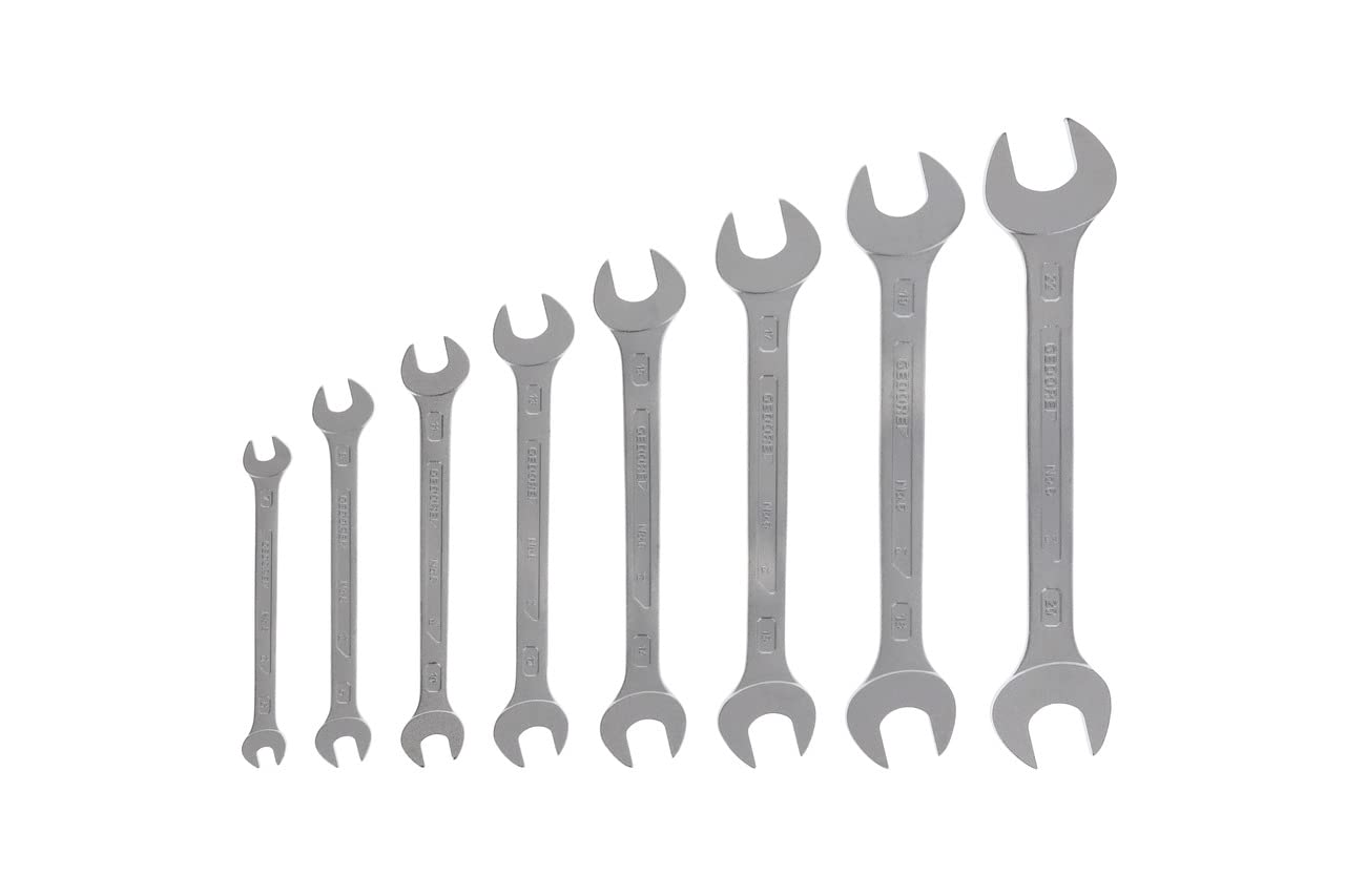 GEDORE Double open-end spanner set, 8-pc. Set, AF 6-22 mm, Metric, Flat, Spanner set, Matt chromed, 6-8