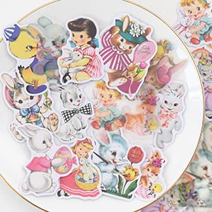 Alideco 80Pcs Scrapbook Stickers Set Vintage Scrapbook Paper Aesthetic Kawaii Animals Stickers Journaling Assorted Phone Adult (yutongshengqu)
