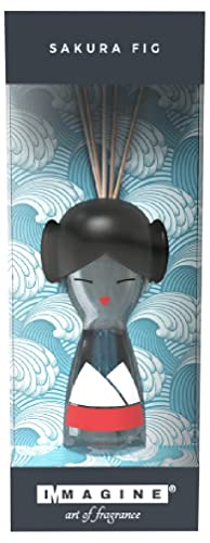 Imagine, Omini Mondo Sakura Fig, Diffuseur d'ambiance à bâtonnets, Italian Design, Parfum frais et fleuri, émanateur 60 ml et 5 bâtonnets