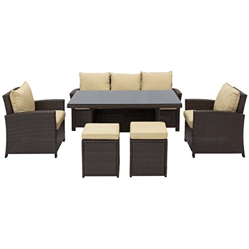 Best Choice Products 6Piece Modular Wicker Patio Dining Sofa Set w/ 7