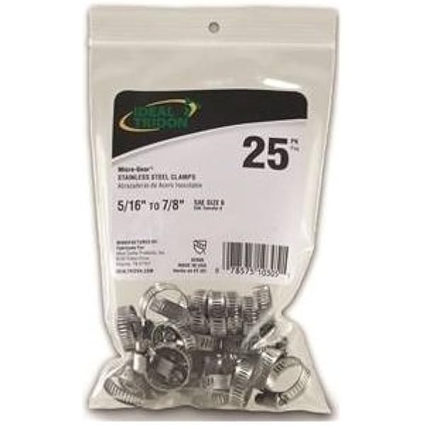 5/16 to 7/8 Stainless Steel Hose Clamp 10/pk Socket Nut Driver