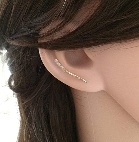 FloweRainboW Ear Climber Earrings Sterling Silver Ear Crawler Cartilage Stud, long bar