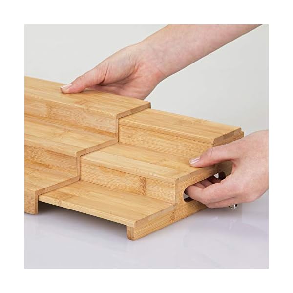 mDesign-Wood-Free-Standing-Storage-Shelves-Extendable-Three-Tiered-Kitchen-Storage-Unit-Ideal-for-Use-as-a-Jar-Organiser-and-Spice-Rack-Natural mDesign Wood Free-Standing Storage Shelves - Extendable Three-Tiered Kitchen Storage Unit - Ideal for Use as a Jar…