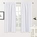 RYB HOME White Curtains Drapes - Room Darkening Window Curtains Thermal Insulated Bedroom Half Blackout Drapes for Living Room Kids Nursery, 42 x 45 inches Long, Pure White, 1 Pair