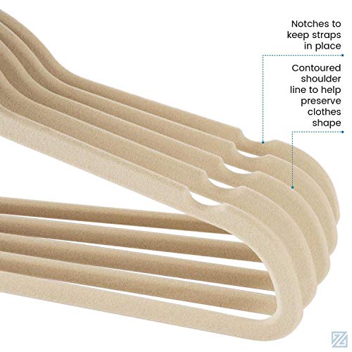 image for Zober Non-Slip Velvet Hangers, Suit Hangers (100 pack) Ultra Thin Spac