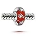 The Kiss Let It Snow Christmas Snowflake Murano Glass Bead for European Charm Bracelet (Red-Green)