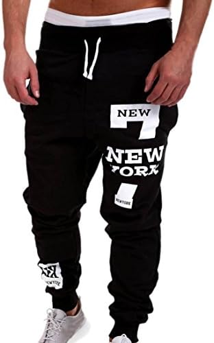 CieKen Men's Harem Casual New York Print Baggy Hiphop Dance Jogger Sweatpants Trousers