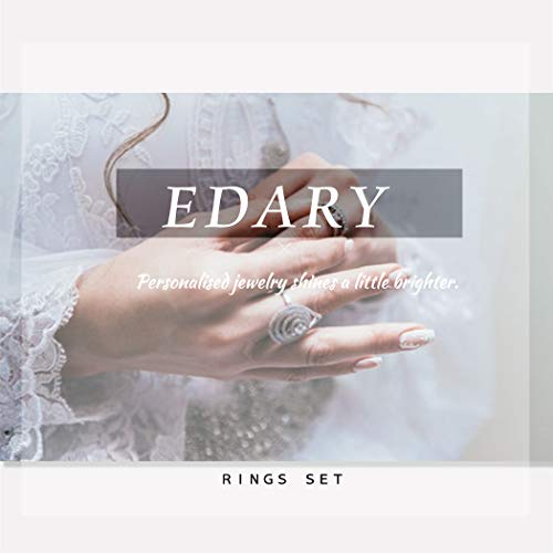 image for Edary Boho Crystal Rings Set Moon Rhinestone Joint Knuckle Ring Set Si