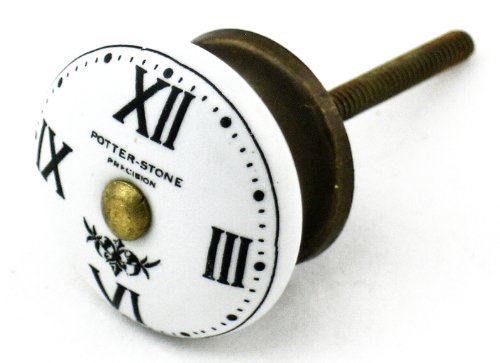 Romantic Decor Ceramic Cabinet Knobs 1.50" Diameter, 10 Pack Watch Face C145VF with Antique Bronze Backplate - Thumbnail 3