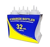 New Star 26269 Wide Mouth Plastic Squeeze Bottles, 32-Ounce, Clear, Set of 6 (Kitchen)