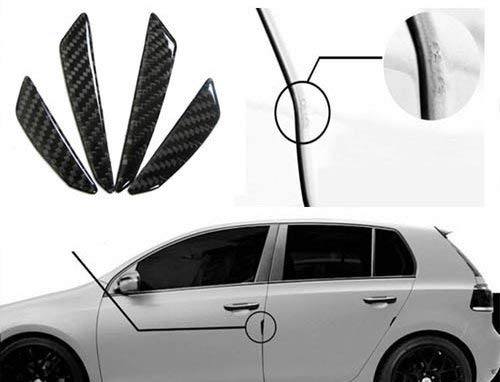 iJDMTOY Black Real Carbon Fiber Car Side Door Edge Protection Guards Trims Stickers