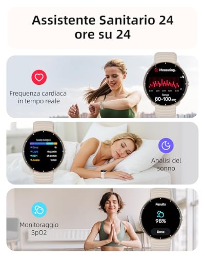 Parsonver Built-in GPS Smartwatch, 5 ATM Waterproof Swimming Watch for Pool/Outdoor Water, Fitness Watch with AMOLED Display, 100+ Sports, Heart Rate, Sleep (French Grey, 42 mm)