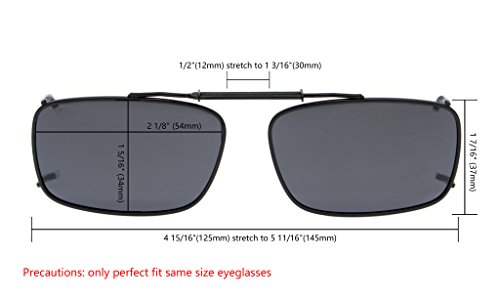 Eyekepper Metal Frame Rim Polarized Lens Clip On Sunglasses 2 1/8"x1 5/16" Brown Lens