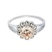 CloseoutWarehouse Simulated Marcasite Champagne Cubic Zirconia Vintage Aura Ring Rhodium Plated Brass Size 8