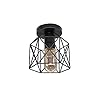 Vintage led plafondlamp zwart ijzeren kooi opbouw licht, voor keuken slaapkamer balkon bar edison lamp warm licht…