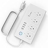 Alexa WiFi Power Strip, Alloda Smart Surge Protector, 4 USB Charging Ports and 4 Independent APP Control Smart AC Plugs, Timer, Compatible with Echo and Google Home Assistant, ETL Listed.