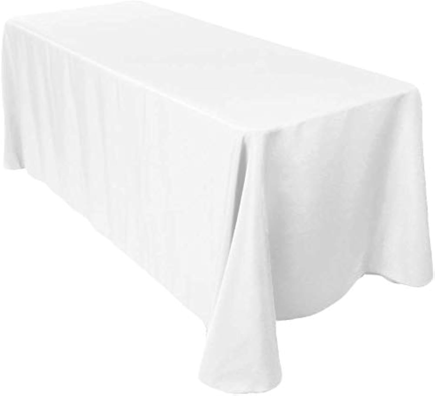 Sterling Mill Polyester Rectangle Tablecloth – Christmas Elegant Table Cover for Weddings, Dinner, Parties, Birthday, Banquets and Events - White & Black (Plain White, 90" x 132" Rectangle)