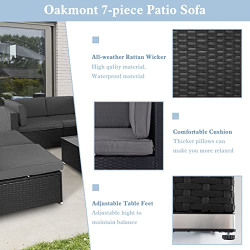 Oakmont Outdoor Furniture 7 Piece Patio Sofa Set Rattan Wicker