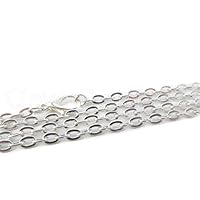 20 Pk - CleverDelights 3x4mm Flat Oval Link Necklaces - Silver Color - 24 Inch - Vintage Style Cable Chains