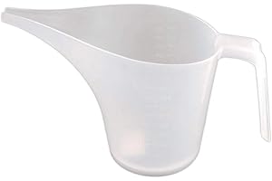 Solinder Plastic Funnel Jug 1000ml Measuring Cup, Long Pointed Mouth Tip, Transparent, Measures Up to Full Liter for Jam, Bat