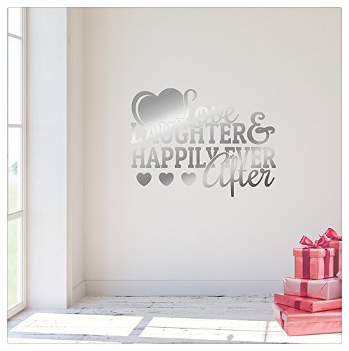 24″x17″ Love and Laughter And Happily Ever After Wedding Gift Ceremony Love Hearts Wall Decal Sticker Art Mural Home Decor Quote