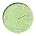 Maywhen Modern Frameless Plastic Silent Non-Ticking Wall Clock Second Point Analog Quiet Wall Clock 12 Inch Green