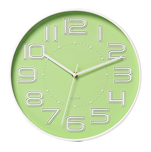 Maywhen Modern Frameless Plastic Silent Non-Ticking Wall Clock Second Point Analog Quiet Wall Clock 12 Inch Green Maywhen Modern Frameless Plastic Silent Non-Ticking Wall Clock Second Point Analog Quiet Wall Clock 12 Inch Green