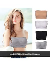 Diwollsam Sujetador sin tirantes acolchado, sin alambre, de verano, de encaje, para dama, para deportes, sostén diario, paquete de 1 2 3