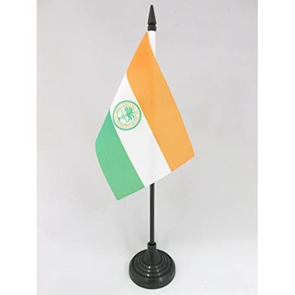 AZ FLAG - Miami Table Flag 4'' x 6'' - Miami city Office Mini Banner 100% Polyester 15 x 10 cm - Mini Desk Flag with 10'' Pole and Black Plastic Base