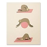 Yoga Sloth Art Print Cute Meditation Inspiration Namaste Chaturanga Vinyasa Stretch Wall Poster Funny Animal Fitness Exercise Illustration Home Decor 8 x 10 Art Print