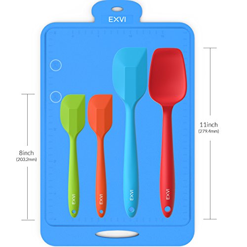 EXVI Flexible Silicone Spatula Cooking Utensil Kitchen Gadgets with 3-Piece Heat Resistant Silicone Rubber Spatula Scraper and 1-Piece Non-stick Silicone Spoon Set